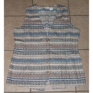 Vintage Textured Multicolored Sz 18 Casual or Dress Sleeveless Vest DIANA MARCO